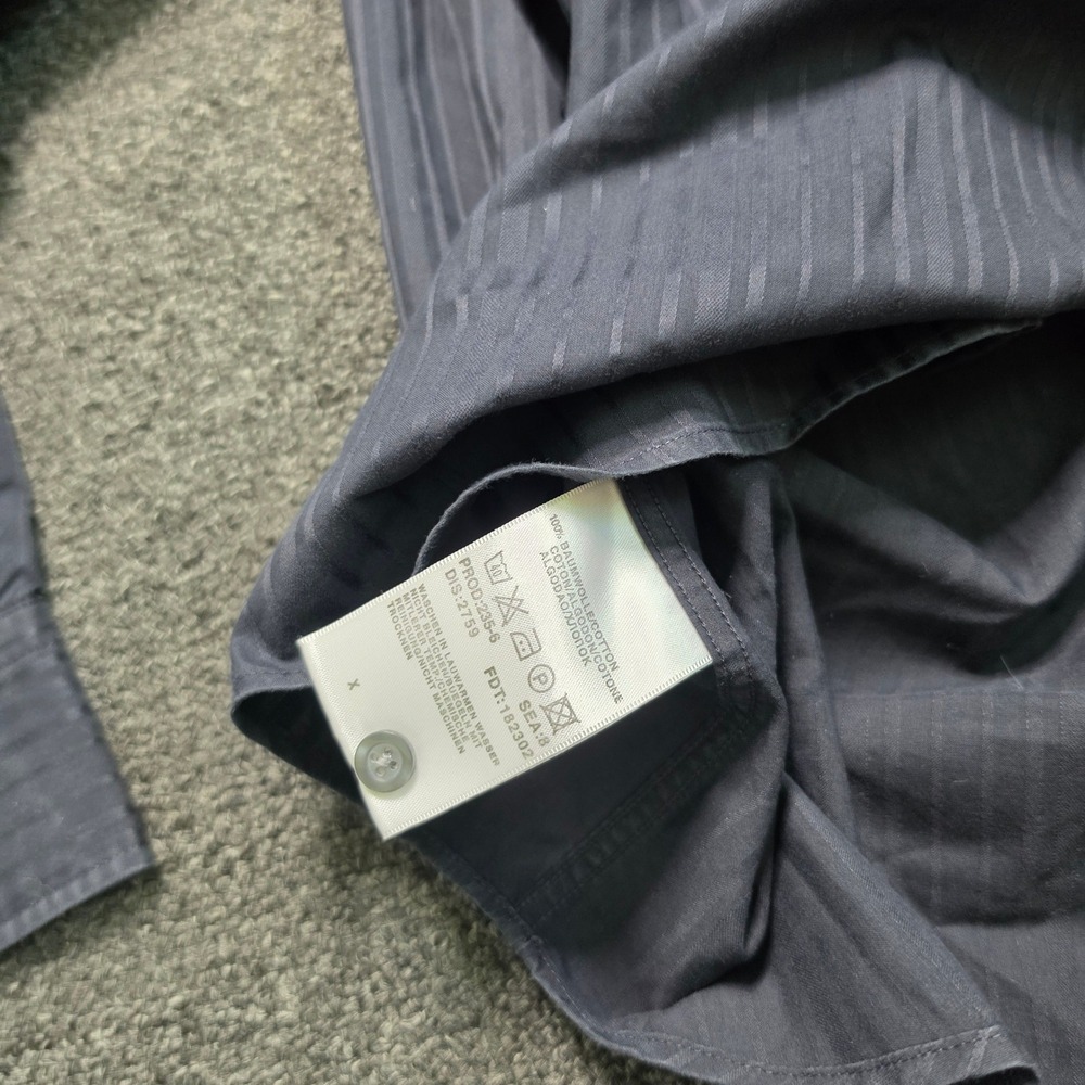 Hugo Boss Button Down Shirt Black Gray Striped Mens XXL Long Sleeve Cotton Work - Picture 7 of 8